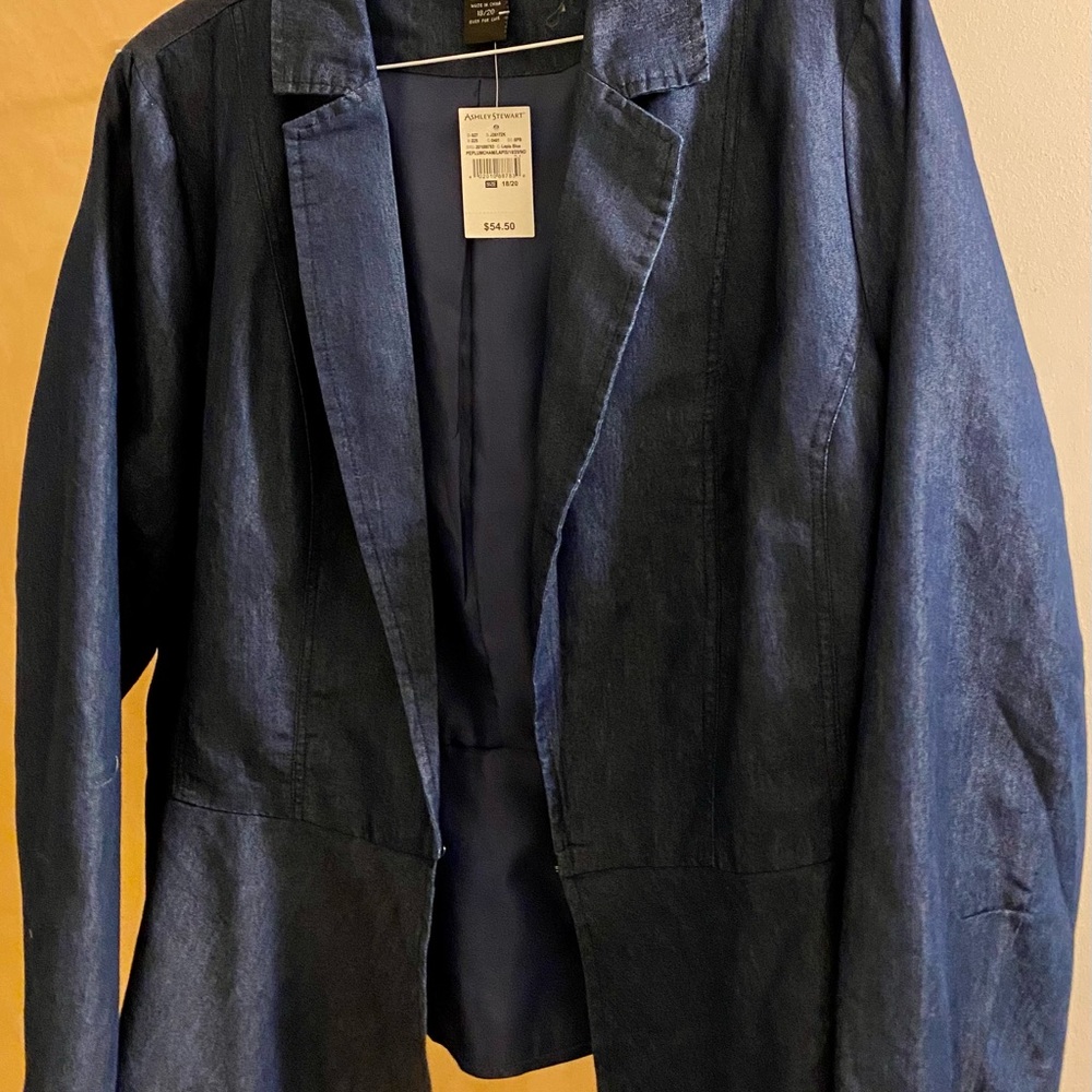 Ashley Stewart linen blue blazer